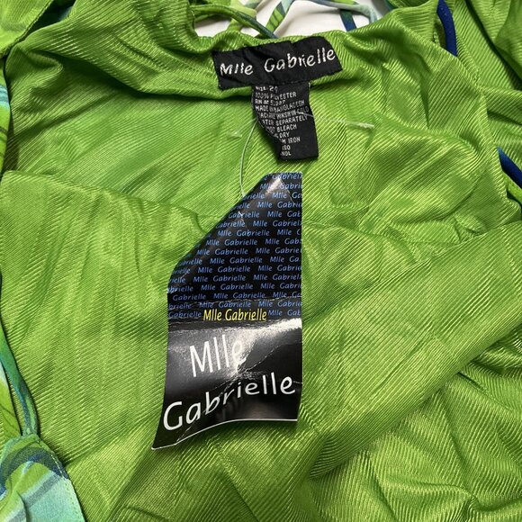 Mlle Gabrielle Dress Women 24 Green Chiffon Tropical Floral Maxi Vacation Resort - Picture 8 of 13